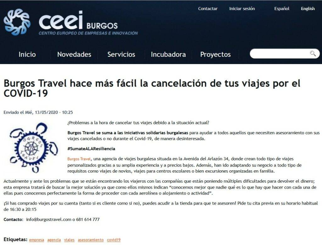 noticia 6 Burgos Travel hace más fácil la cancelación de tus viajes por el COVID-19