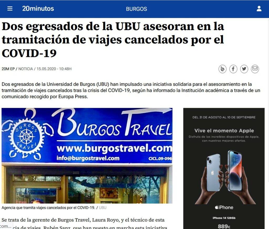 noticia 7 Dos egresados de la UBU asesoran en la tramitación de viajes cancelados por el COVID-19